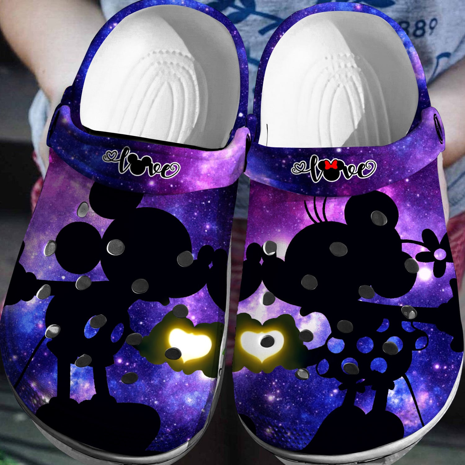 Mickey And Minnie Mouse Cartoon Crocs Crocband Clogs Shoes Comfortable For Men Women and Kids