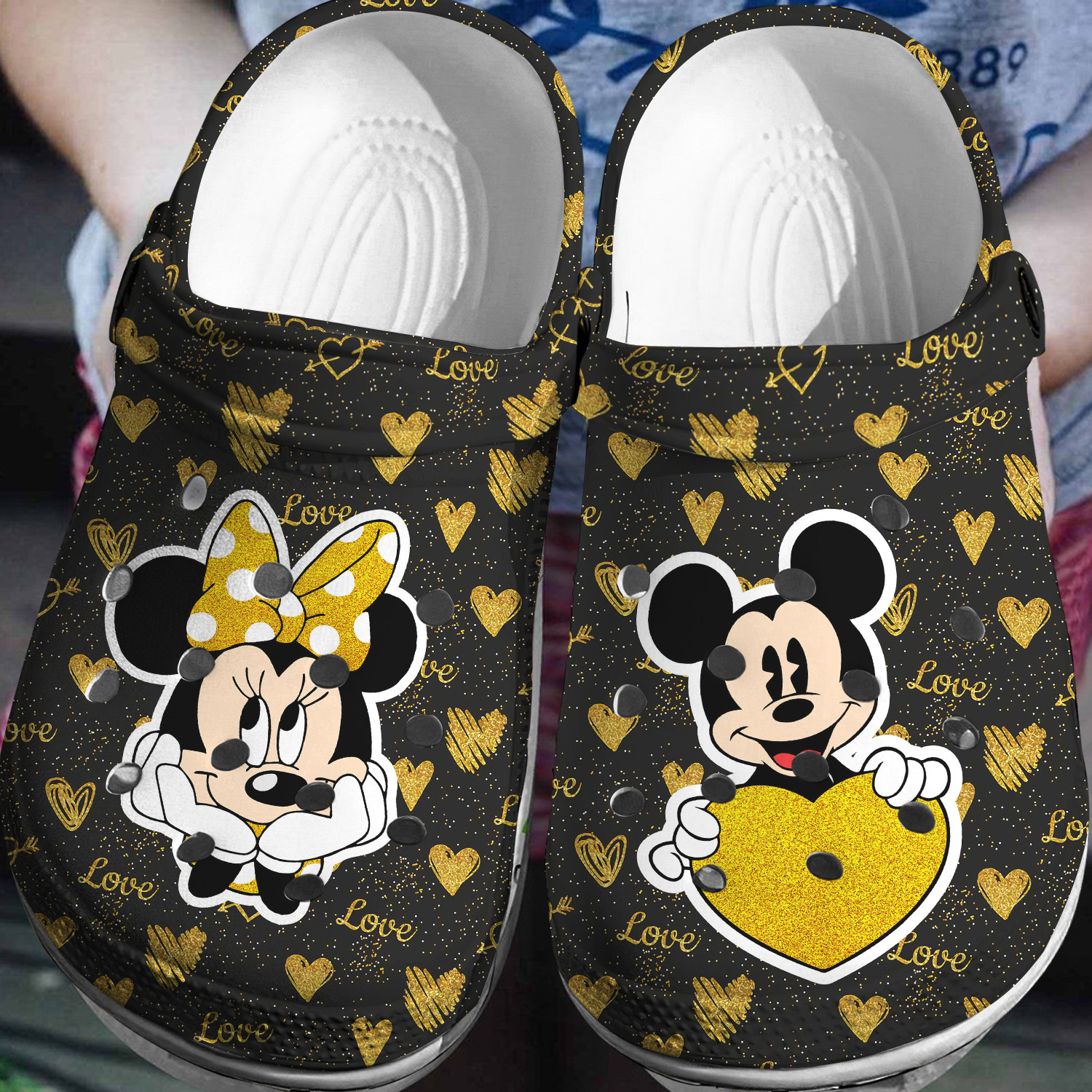 Mickey And Minnie Mouse Cartoon Crocs Crocband Clogs Shoes Comfortable For Men Women and Kids