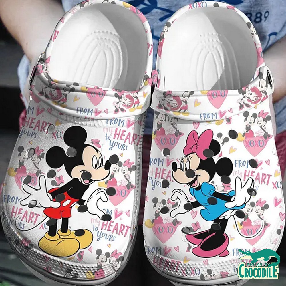 Mickey And Minnie Mouse Cartoon Crocs Crocband Clogs Shoes Comfortable For Men Women and Kids