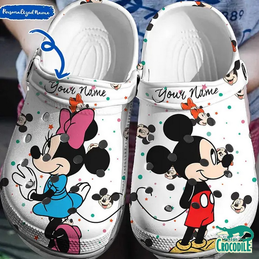 Mickey And Minnie Mouse Cartoon Crocs Crocband Clogs Shoes Comfortable For Men Women and Kids