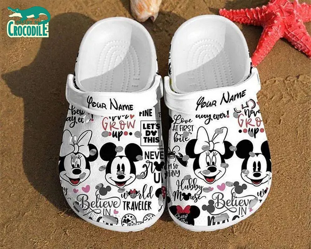 Mickey And Minnie Mouse Cartoon Crocs Crocband Clogs Shoes Comfortable For Men Women and Kids