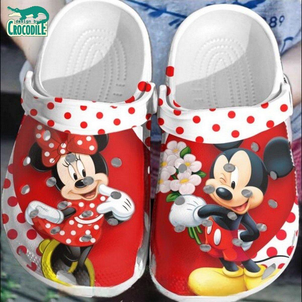 Mickey And Minnie Mouse Cartoon Crocs Crocband Clogs Shoes Comfortable For Men Women and Kids