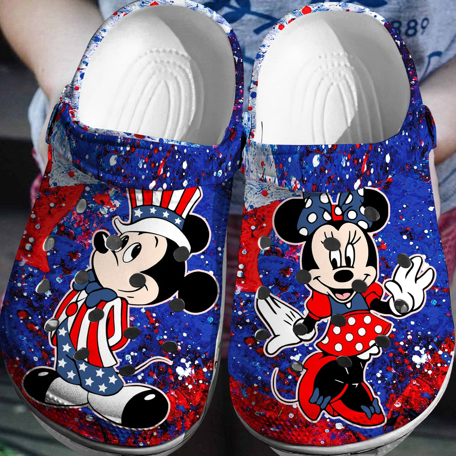 Mickey And Minnie Mouse Cartoon Crocs Crocband Clogs Shoes Comfortable For Men Women and Kids