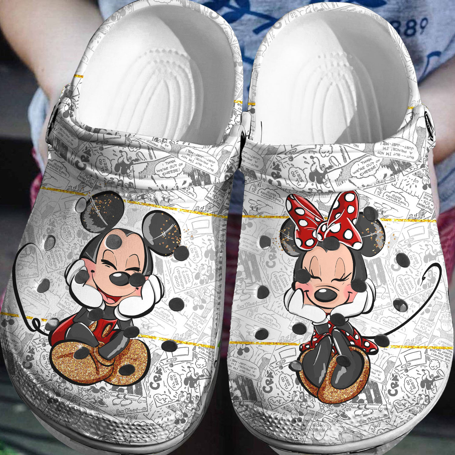 Mickey And Minnie Mouse Cartoon Crocs Crocband Clogs Shoes Comfortable For Men Women and Kids