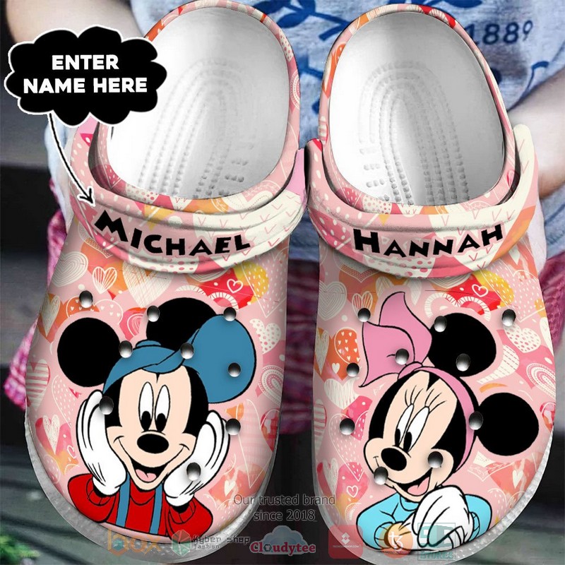 Mickey And Minnie Mouse Cartoon Crocs Crocband Clogs Shoes Comfortable For Men Women and Kids