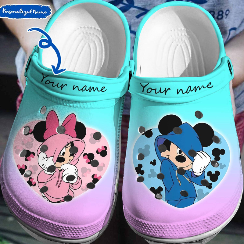 Mickey And Minnie Mouse Cartoon Crocs Crocband Clogs Shoes Comfortable For Men Women and Kids