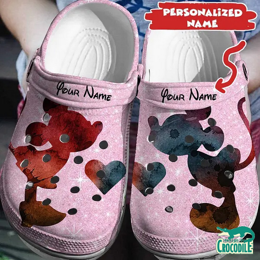 Mickey And Minnie Mouse Cartoon Crocs Crocband Clogs Shoes Comfortable For Men Women and Kids