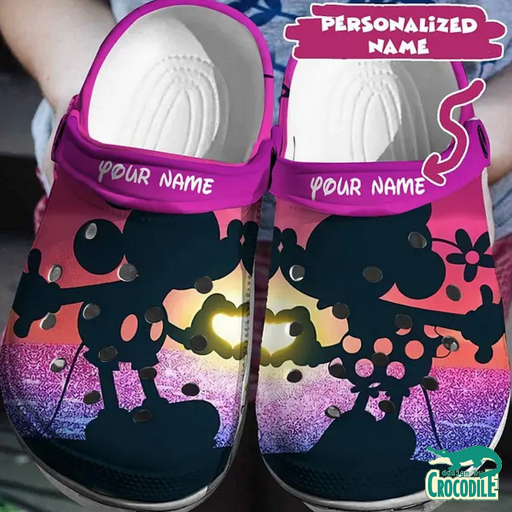 Mickey And Minnie Mouse Cartoon Crocs Crocband Clogs Shoes Comfortable For Men Women and Kids