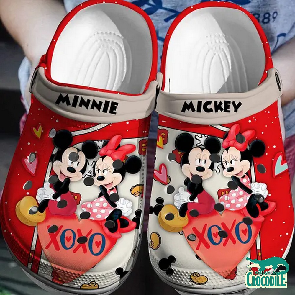 Mickey And Minnie Mouse Cartoon Crocs Crocband Clogs Shoes Comfortable For Men Women and Kids