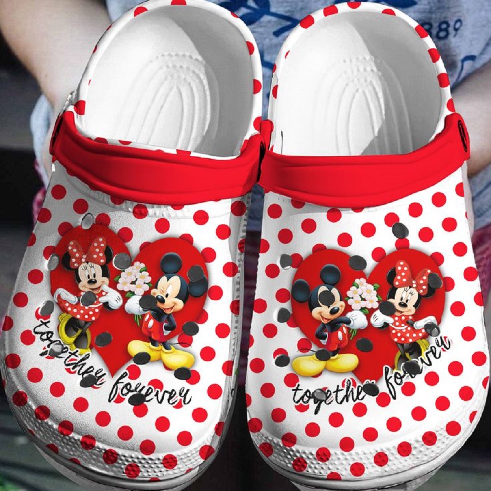 Mickey And Minnie Mouse Cartoon Crocs Crocband Clogs Shoes Comfortable For Men Women and Kids