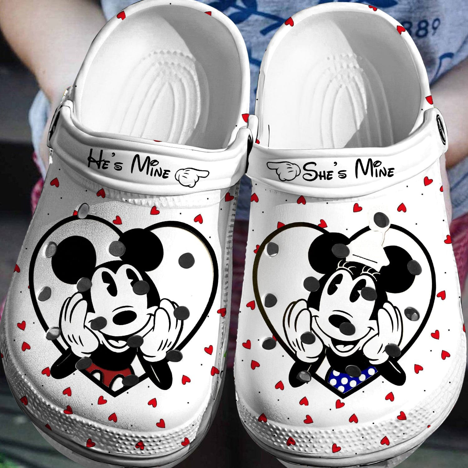 Mickey And Minnie Mouse Cartoon Crocs Crocband Clogs Shoes Comfortable For Men Women and Kids