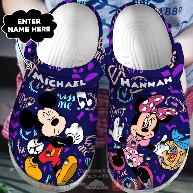 Mickey And Minnie Mouse Cartoon Crocs Crocband Clogs Shoes Comfortable For Men Women and Kids