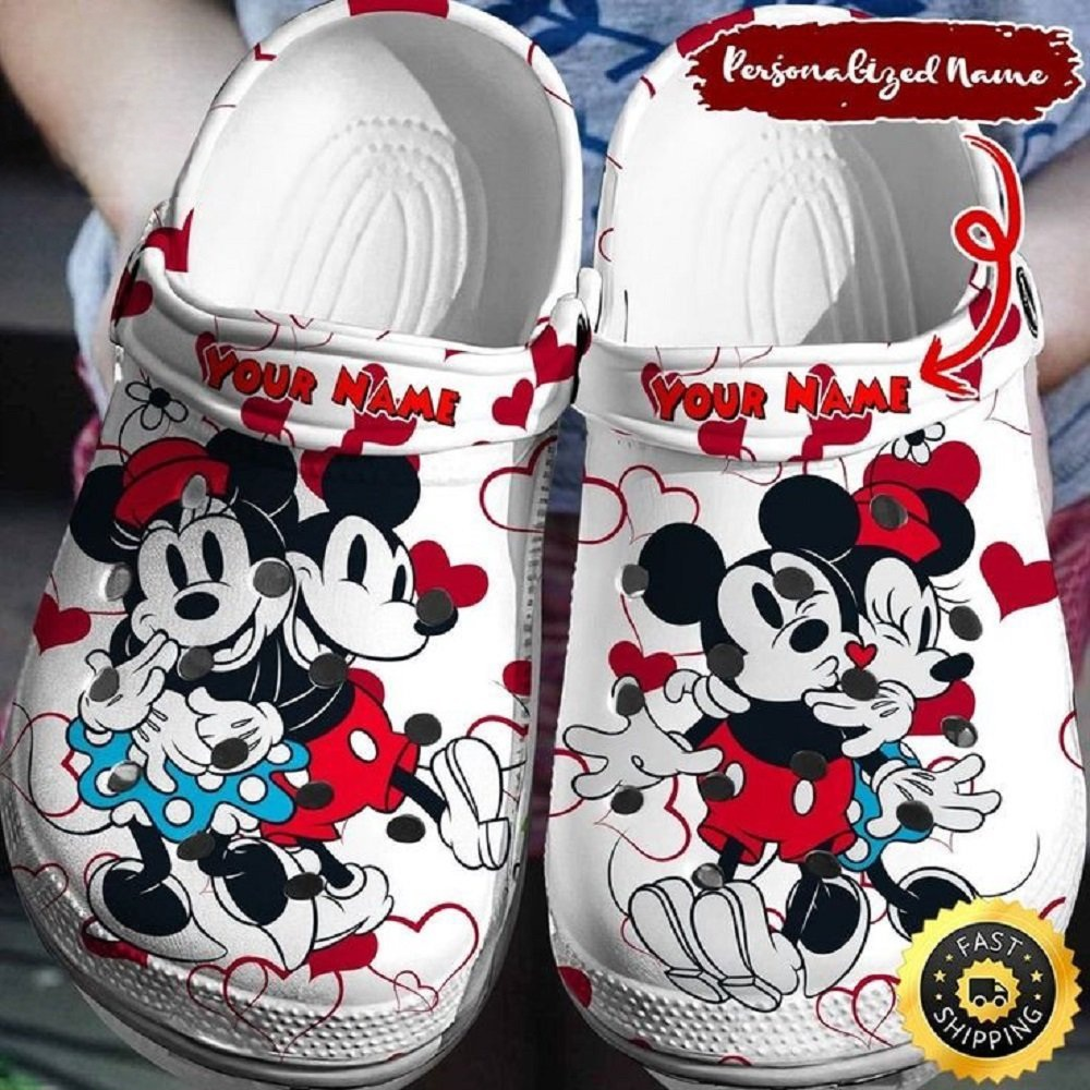 Mickey And Minnie Mouse Cartoon Crocs Crocband Clogs Shoes Comfortable For Men Women and Kids