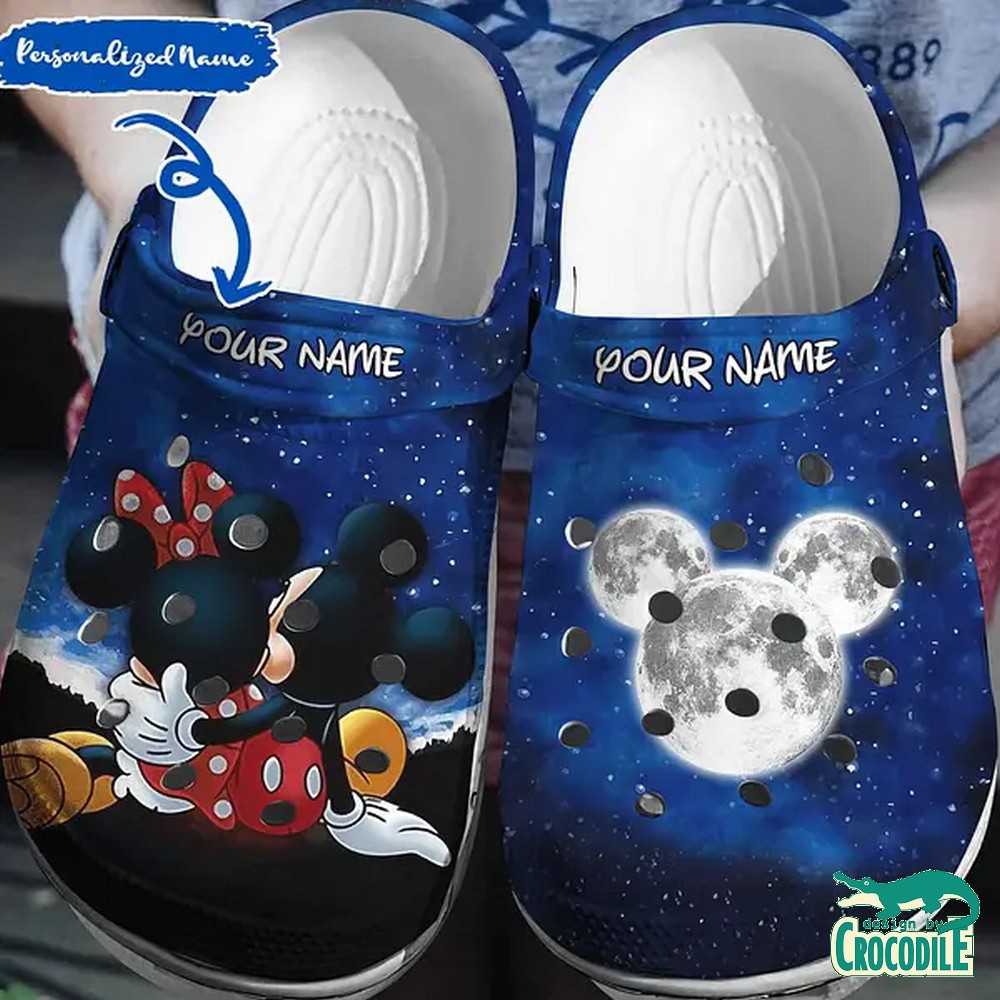 Mickey And Minnie Mouse Cartoon Crocs Crocband Clogs Shoes Comfortable For Men Women and Kids