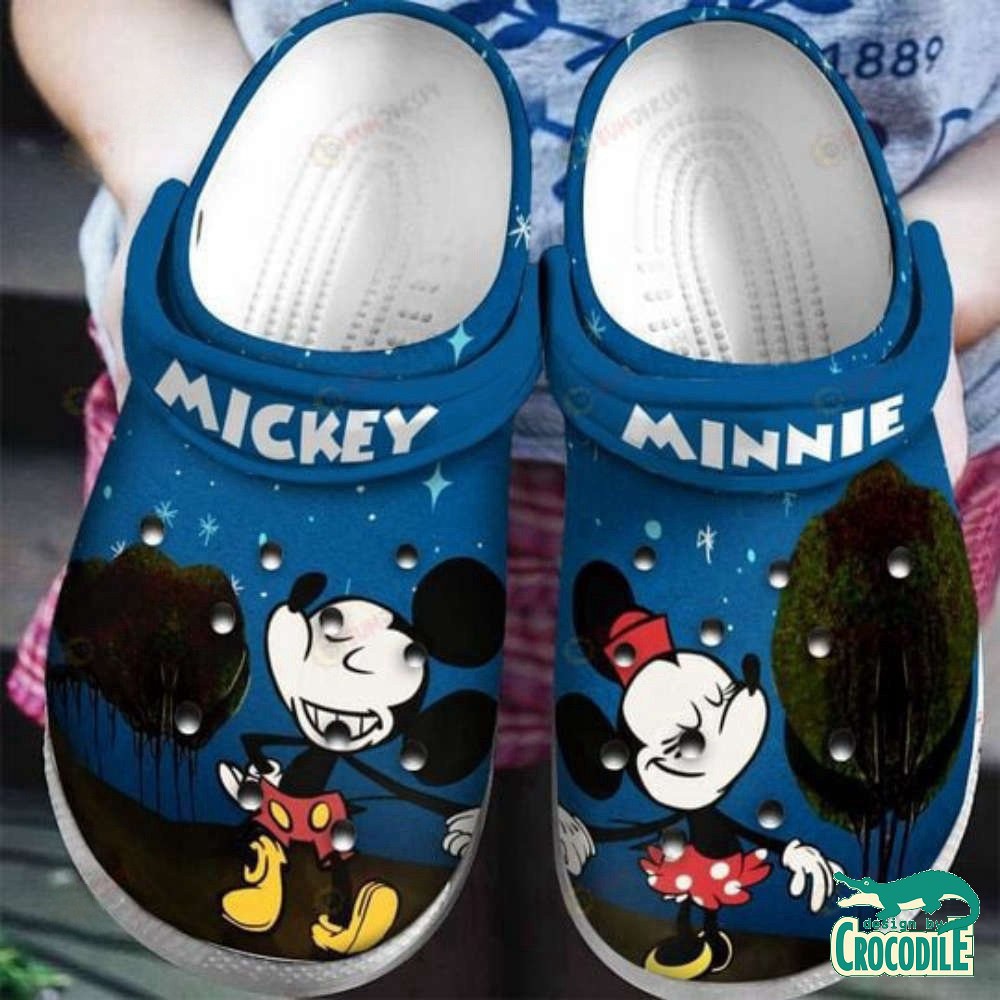 Mickey And Minnie Mouse Cartoon Crocs Crocband Clogs Shoes Comfortable For Men Women and Kids