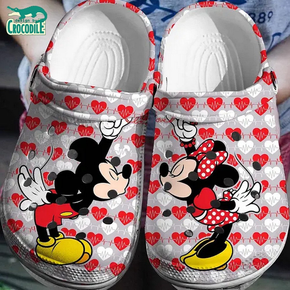 Mickey And Minnie Mouse Cartoon Crocs Crocband Clogs Shoes Comfortable For Men Women and Kids