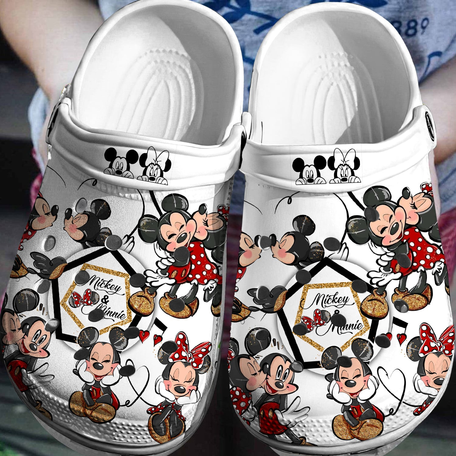 Mickey And Minnie Mouse Cartoon Crocs Crocband Clogs Shoes Comfortable For Men Women and Kids