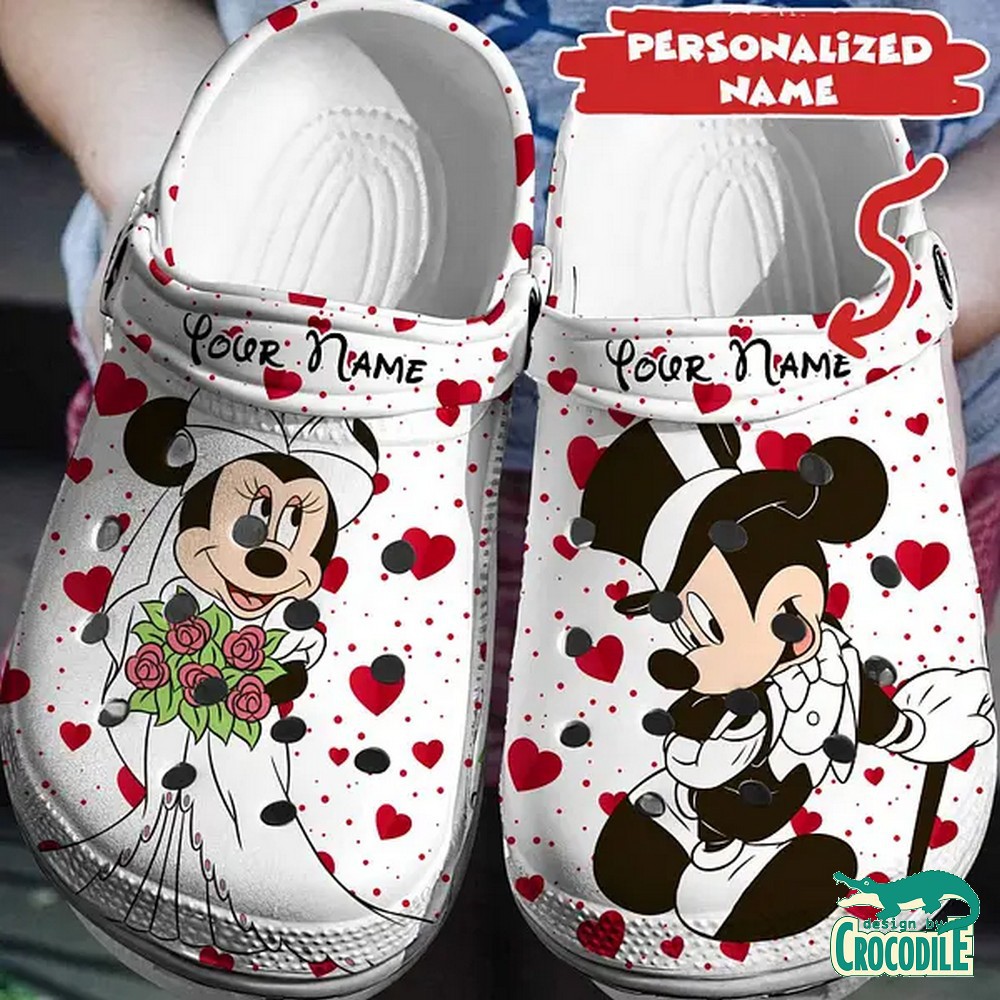 Mickey And Minnie Mouse Cartoon Crocs Crocband Clogs Shoes Comfortable For Men Women and Kids