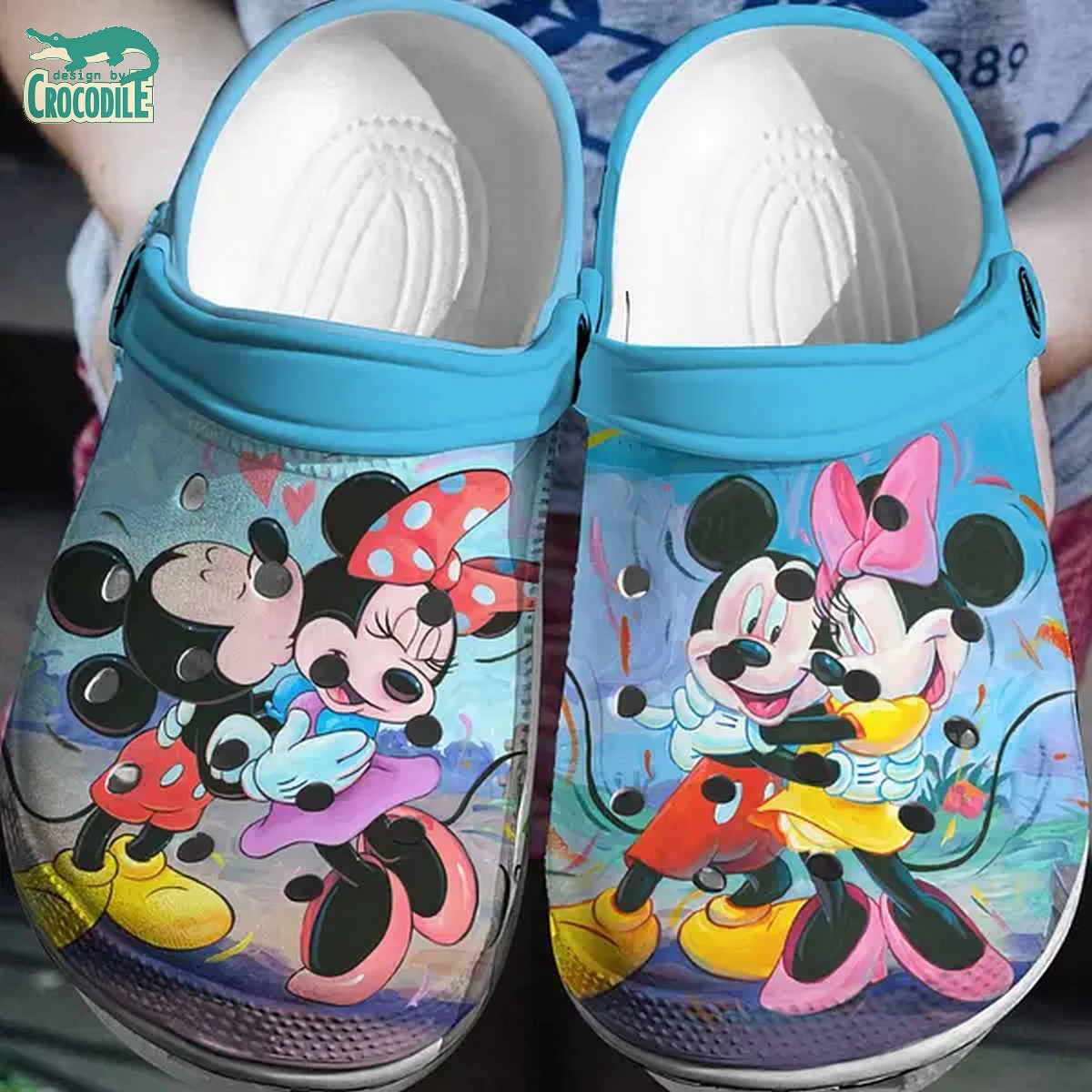 Mickey And Minnie Mouse Cartoon Crocs Crocband Clogs Shoes Comfortable For Men Women and Kids