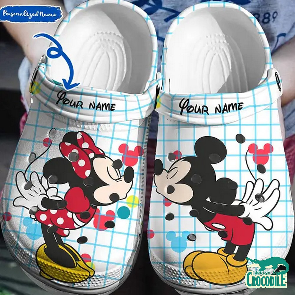Mickey And Minnie Mouse Cartoon Crocs Crocband Clogs Shoes Comfortable For Men Women and Kids