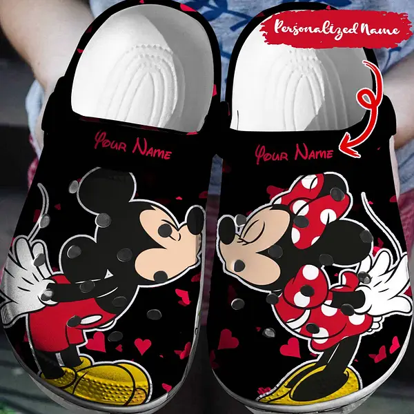 Mickey And Minnie Mouse Cartoon Crocs Crocband Clogs Shoes Comfortable For Men Women and Kids