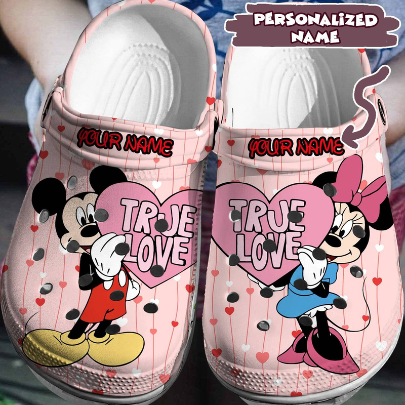 Mickey And Minnie Mouse Cartoon Crocs Crocband Clogs Shoes Comfortable For Men Women and Kids