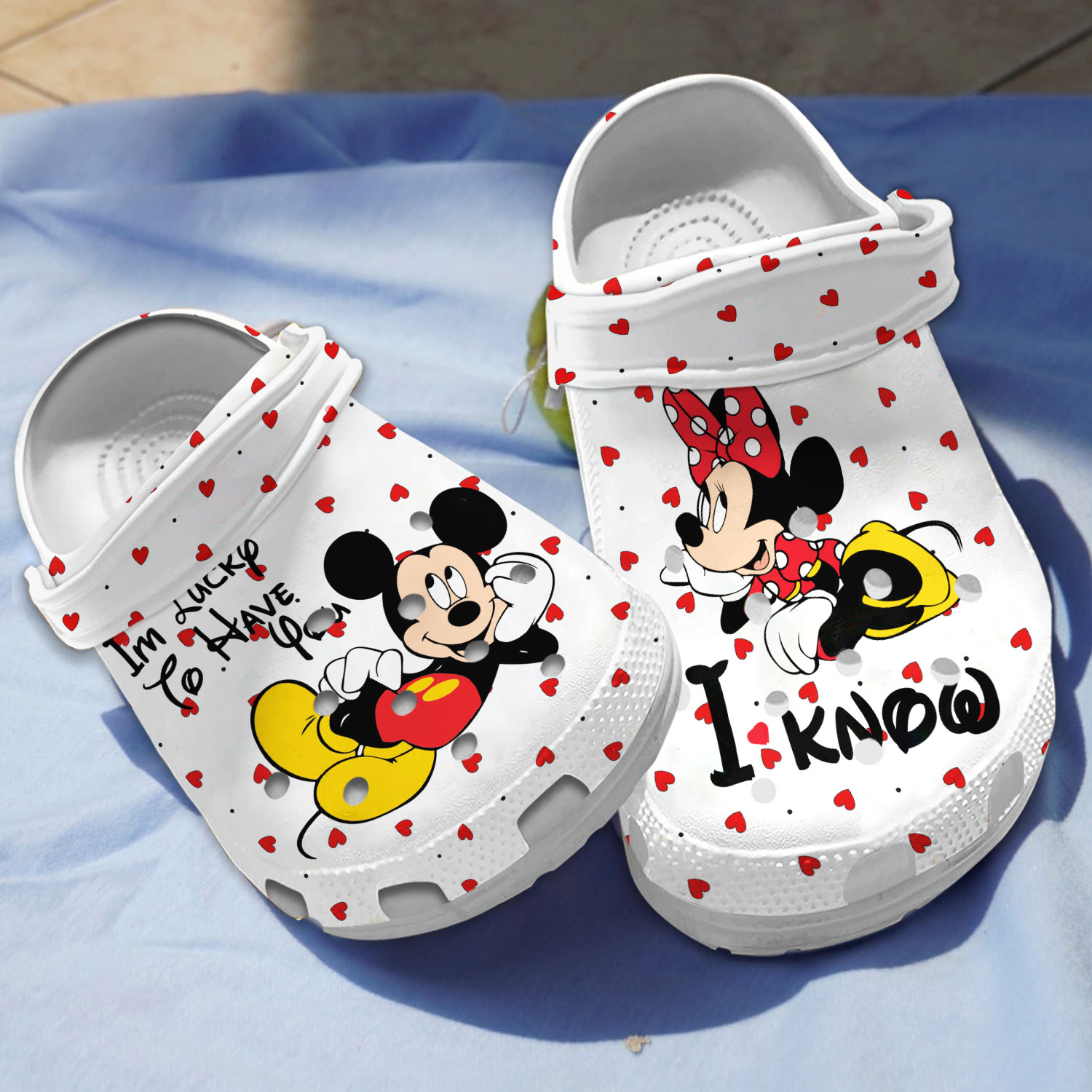Mickey And Minnie Mouse Cartoon Crocs Crocband Clogs Shoes Comfortable For Men Women and Kids