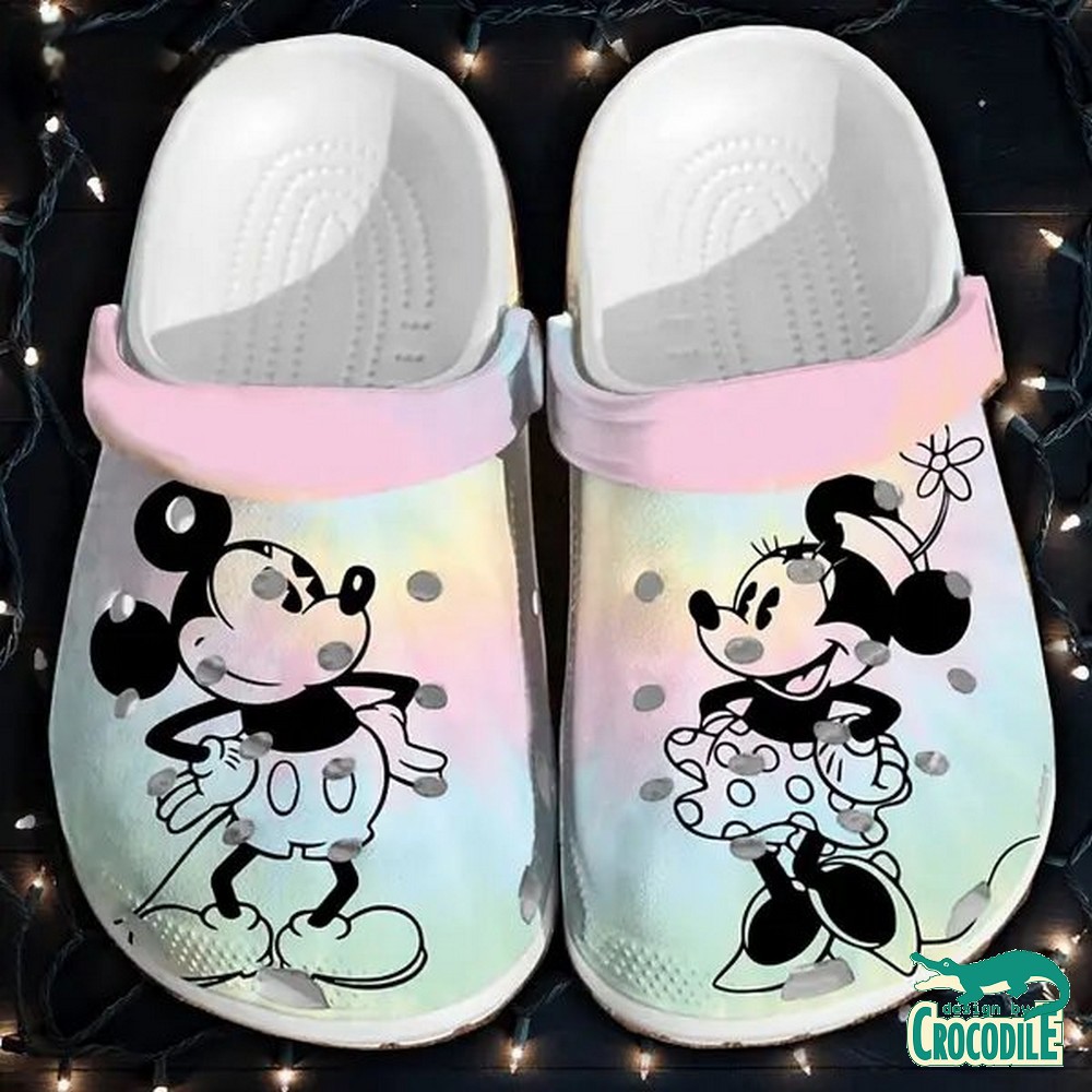 Mickey And Minnie Mouse Cartoon Crocs Crocband Clogs Shoes Comfortable For Men Women and Kids