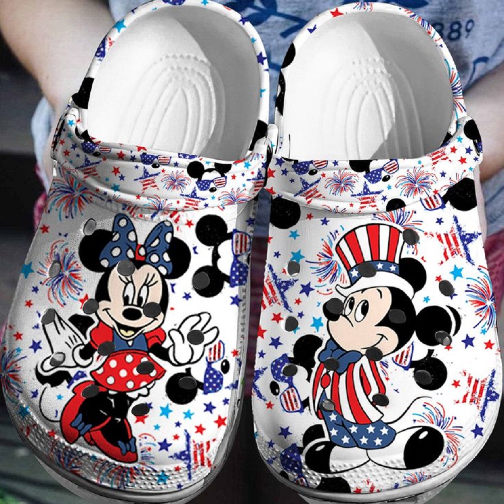Mickey And Minnie Mouse Cartoon Crocs Crocband Clogs Shoes Comfortable For Men Women and Kids