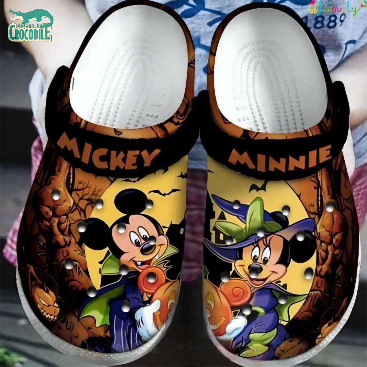 Mickey And Minnie Mouse Cartoon Crocs Crocband Clogs Shoes Comfortable For Men Women and Kids