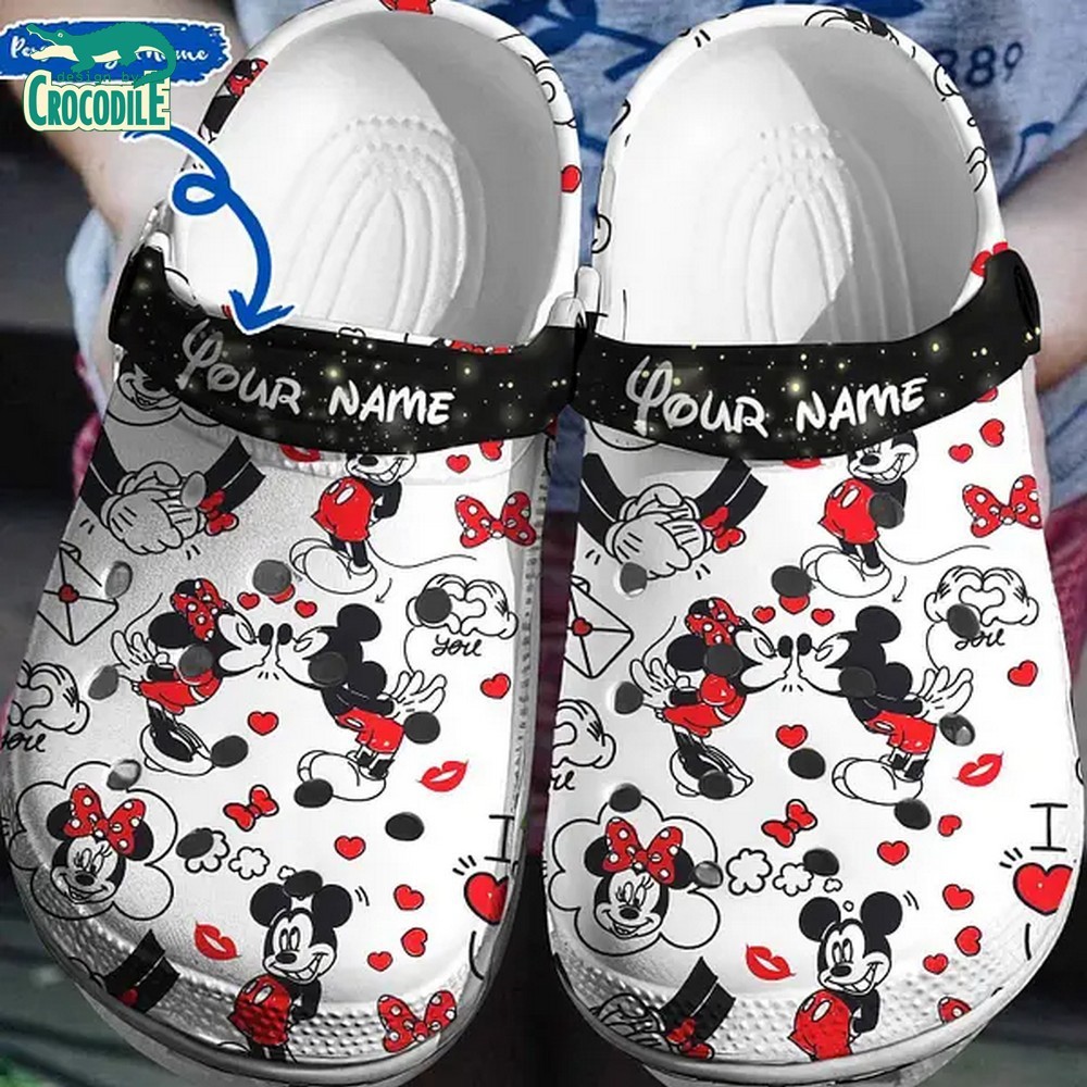 Mickey And Minnie Mouse Cartoon Crocs Crocband Clogs Shoes Comfortable For Men Women and Kids