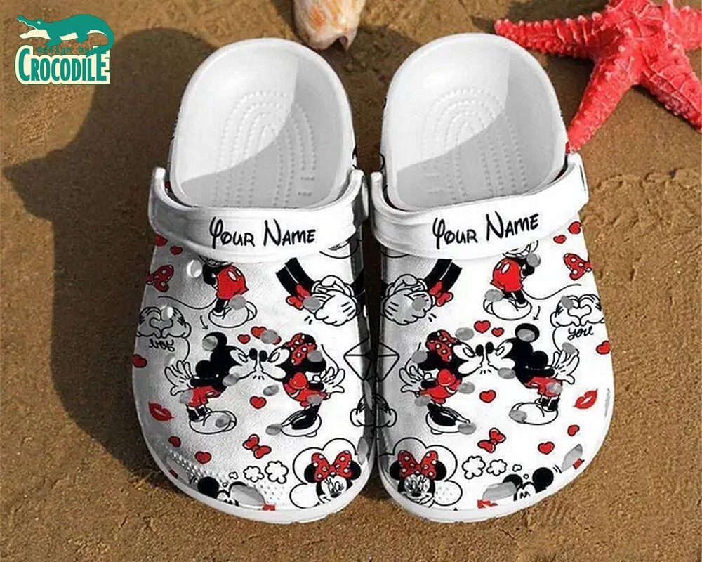Mickey And Minnie Mouse Cartoon Crocs Crocband Clogs Shoes Comfortable For Men Women and Kids