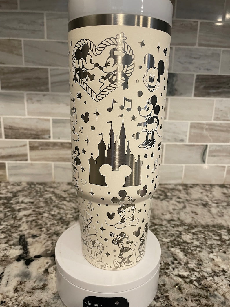 Mickey And Minnie With Castle Cartoon Custom Stanley Cup 40 oz 30 oz Tumbler With HandleTVC2301778 - Image 2