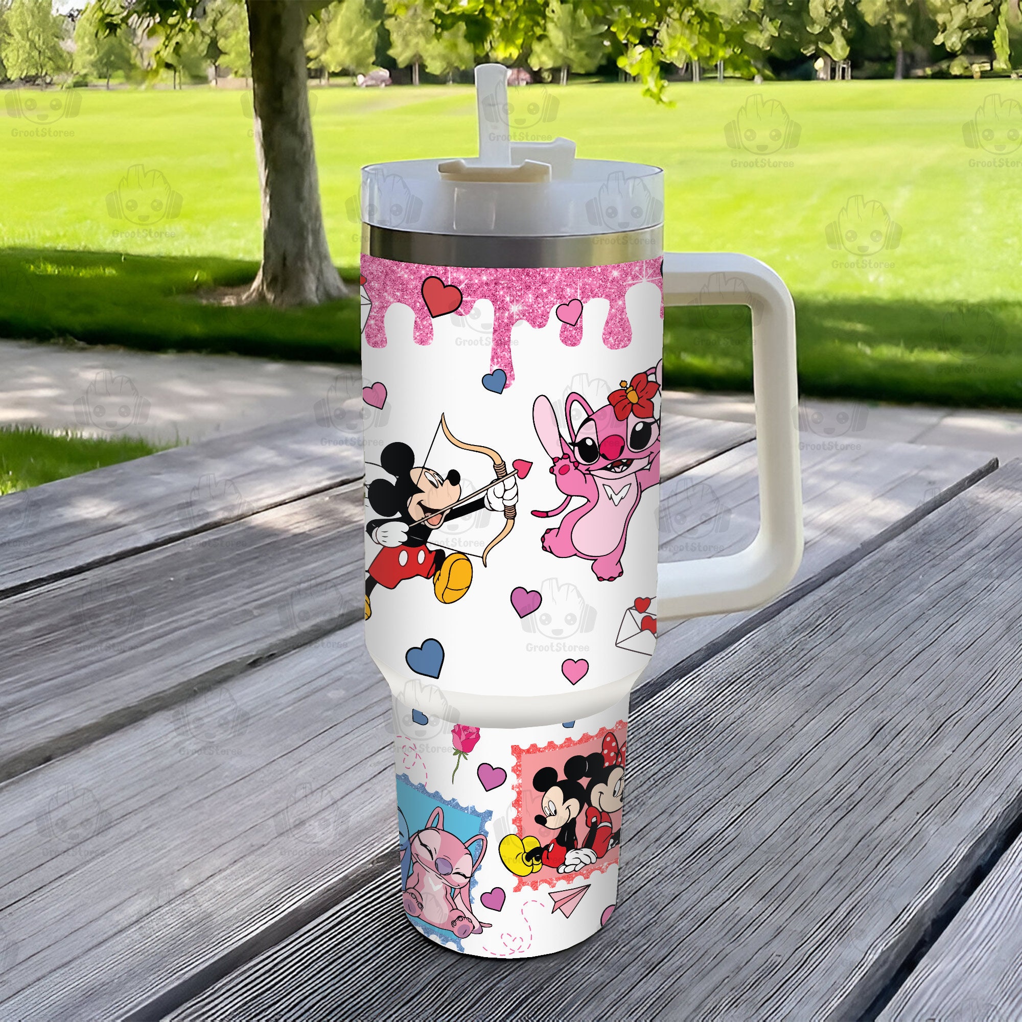 Mickey and Stitch Valentines Gift Disney Cartoon Custom Stanley Cup 40 oz 30 oz Tumbler With HandleTVC2301912 - Image 4