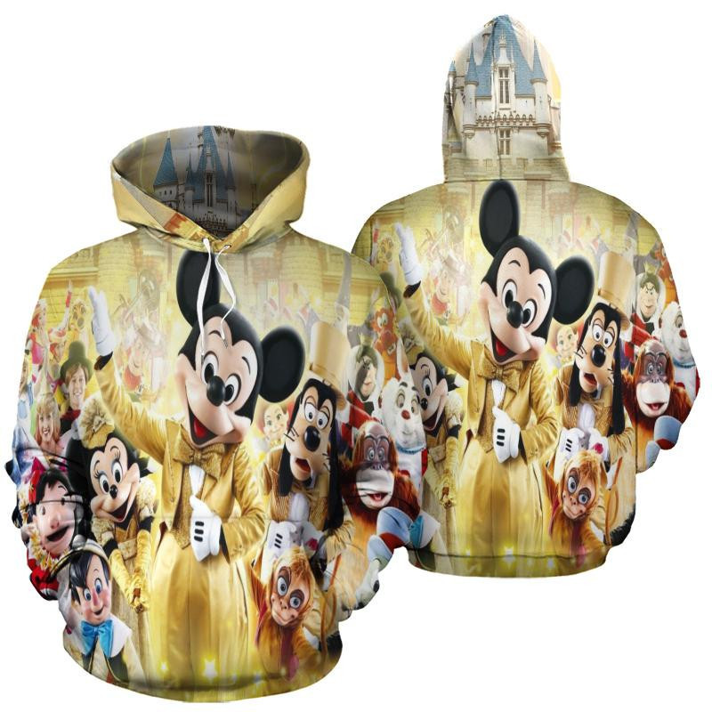 Mickey Gold Disney Land 3D All Over Print Hoodie, Zip Hoodie