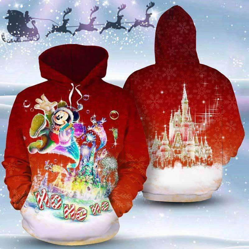 Mickey Merry Christmas Ho Ho Ho Red 3D All Over Print Hoodie, Zip Hoodie