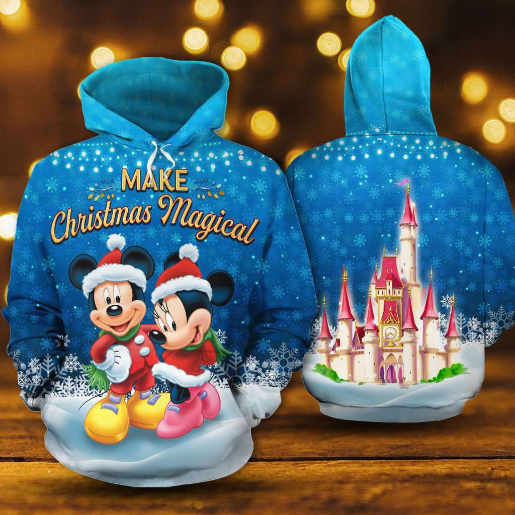 Mickey Minnie Make Christmas Magical 3D All Over Print Hoodie, Zip Hoodie