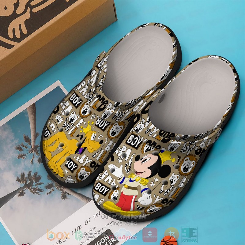 Mickey Mouse and Pluto Cartoon Crocs Crocband Clogs Shoes Comfortable For Men Women and Kids