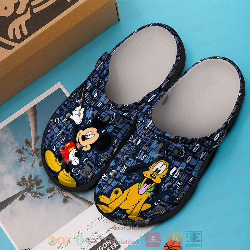 Mickey Mouse and Pluto Cartoon Crocs Crocband Clogs Shoes Comfortable For Men Women and Kids