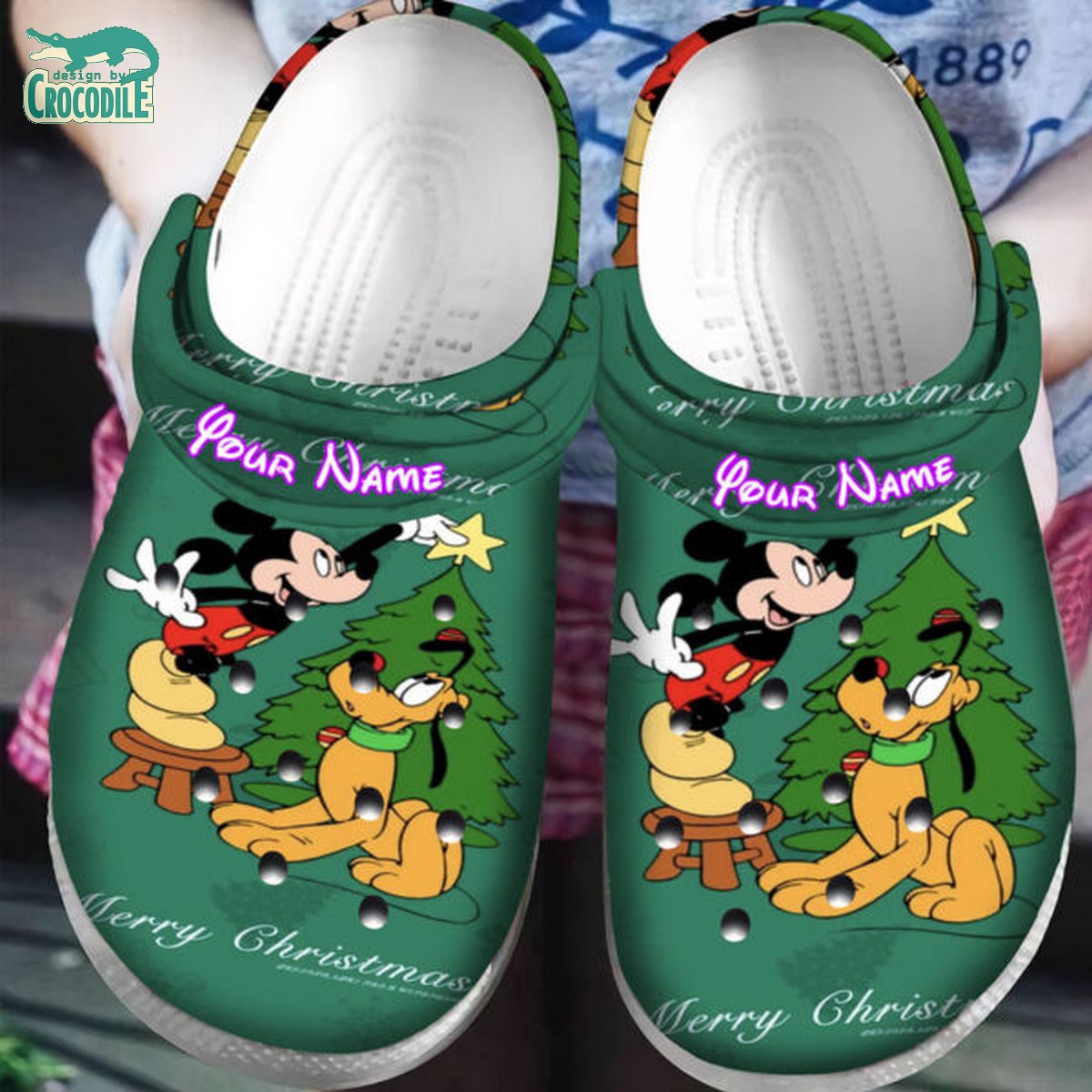 Mickey Mouse And Pluto Cartoon Crocs Crocband Clogs Shoes Comfortable For Men Women and Kids