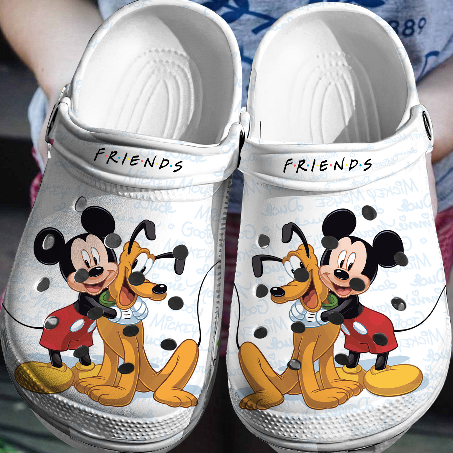 Mickey Mouse And Pluto Cartoon Crocs Crocband Clogs Shoes Comfortable For Men Women and Kids