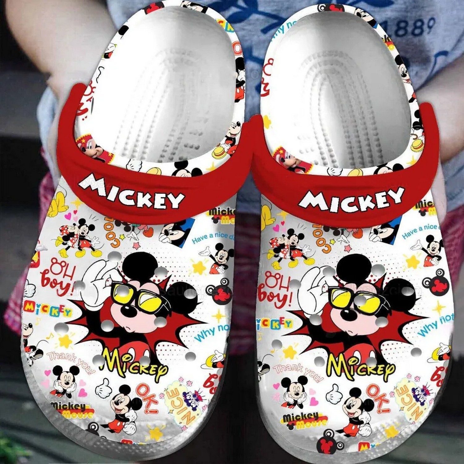 Mickey Mouse Cartoon Crocs Crocband Clogs Shoes Comfortable For Men Women and Kids