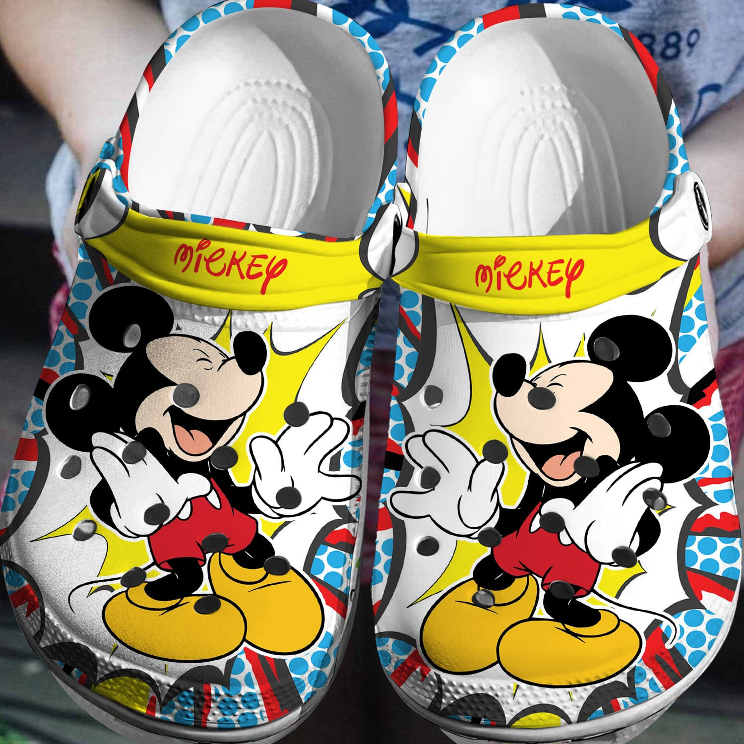 Mickey Mouse Cartoon Crocs Crocband Clogs Shoes Comfortable For Men Women and Kids
