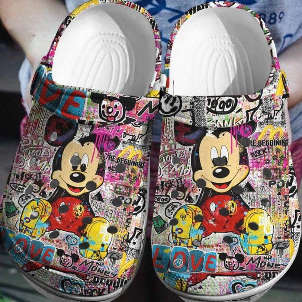 Mickey Mouse Cartoon Crocs Crocband Clogs Shoes Comfortable For Men Women and Kids