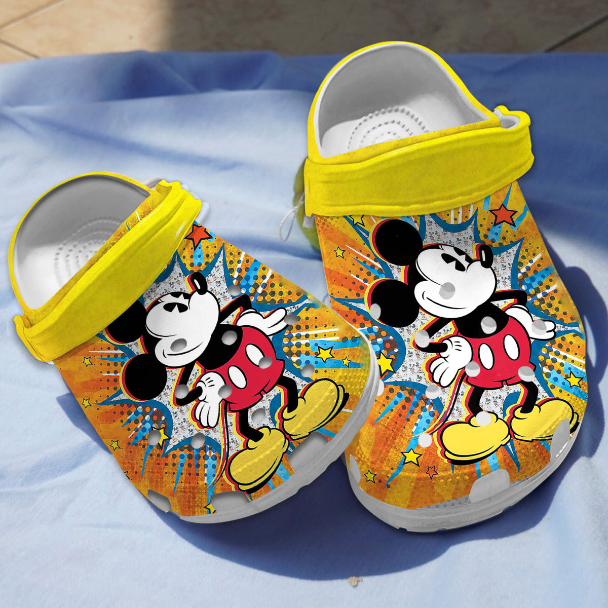 Mickey Mouse Cartoon Crocs Crocband Clogs Shoes Comfortable For Men Women and Kids