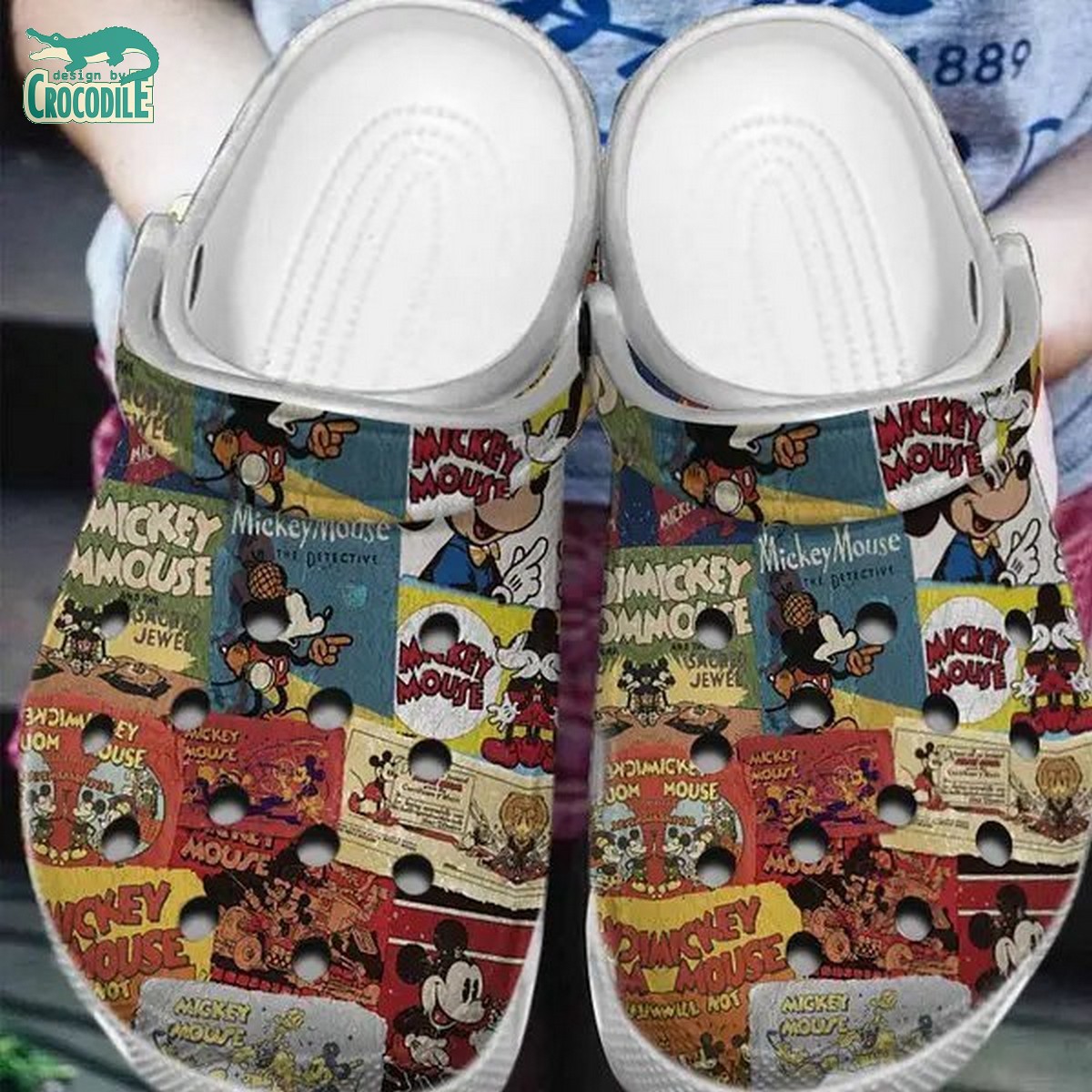 Mickey Mouse Cartoon Crocs Crocband Clogs Shoes Comfortable For Men Women and Kids