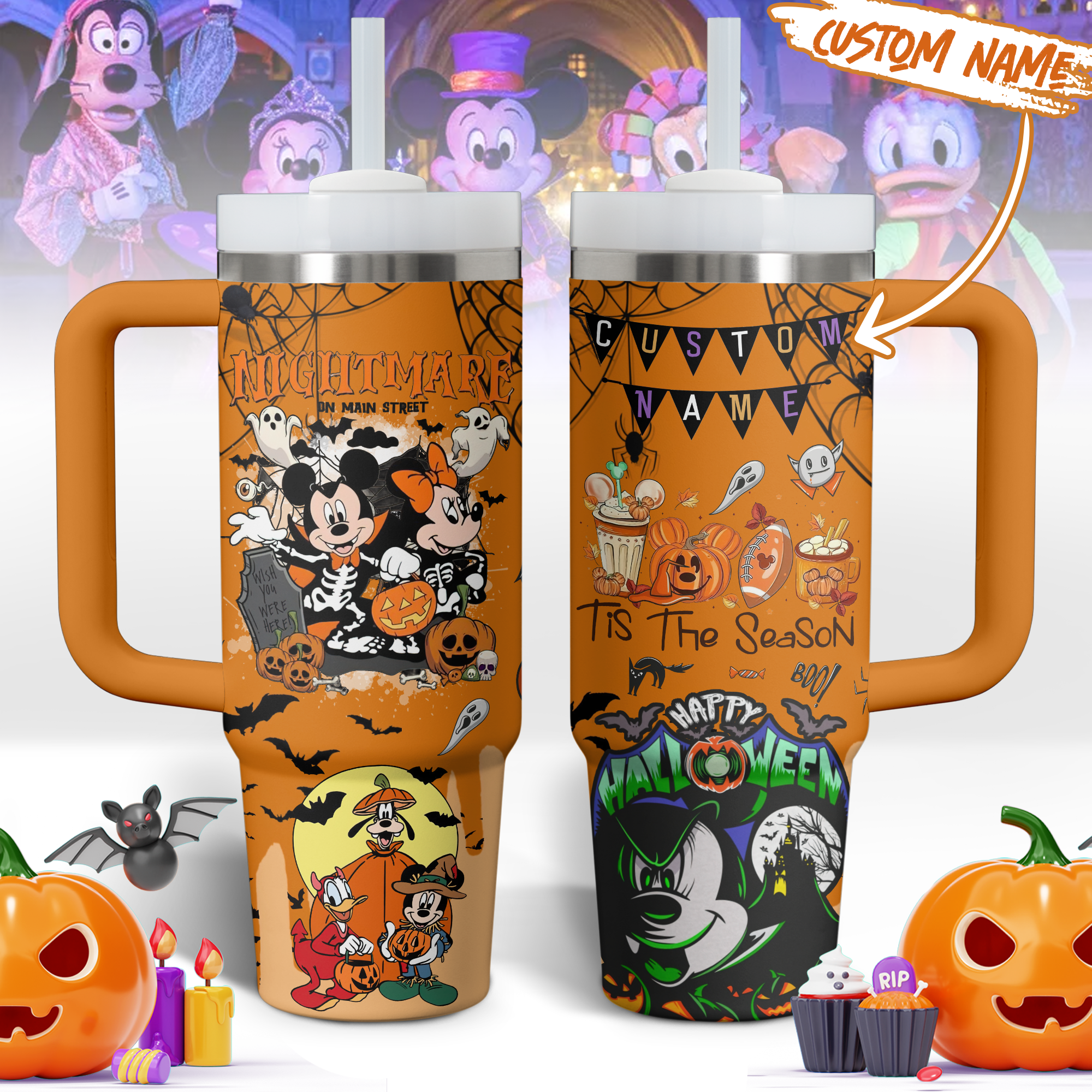 Mickey Mouse Cartoon HalloweenCustom Stanley Cup 40 oz 30 oz Tumbler With HandleTVC2301795