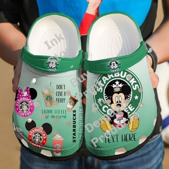Mickey Mouse Starbucks Cartoon Crocs Crocband Shoes Clogs Custom Name For Men Women and Kids
