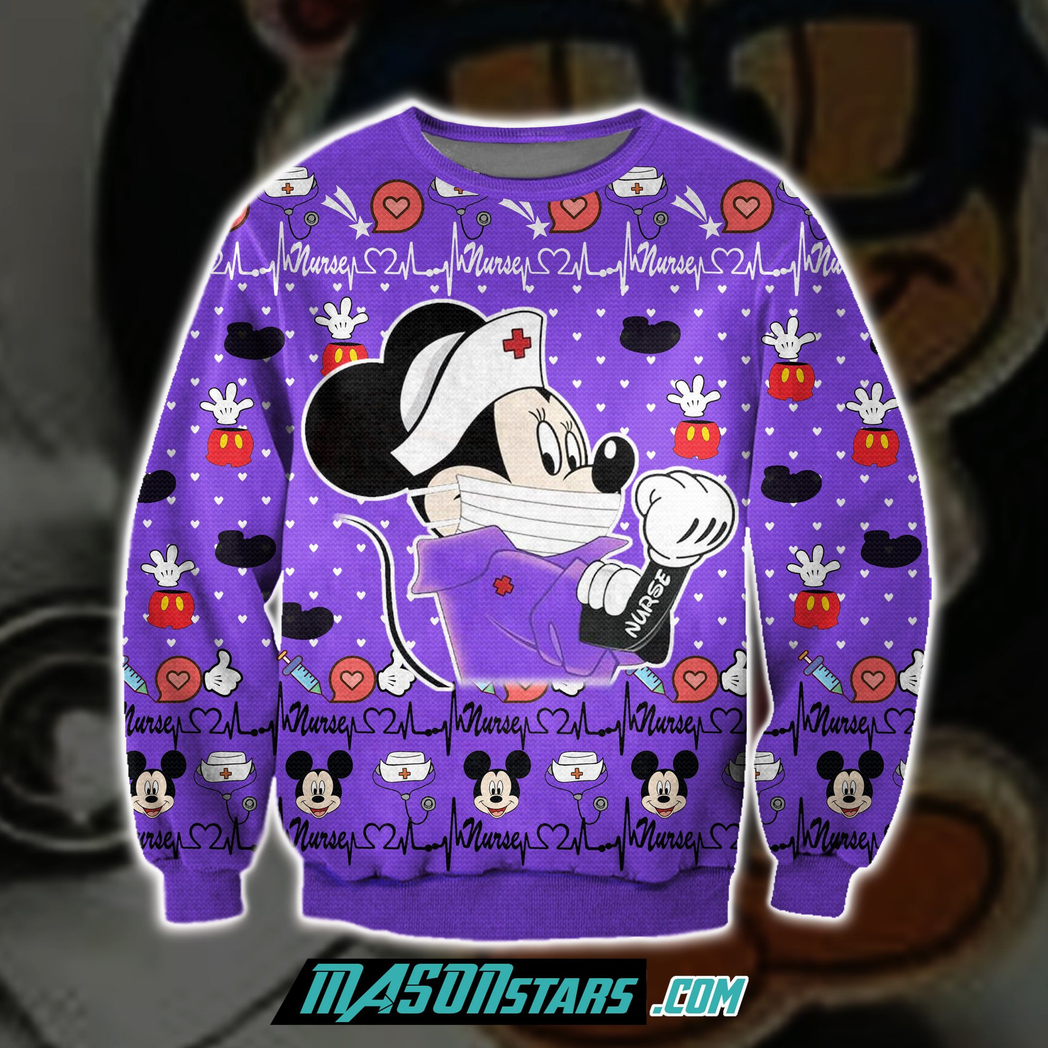 Mickey Nurse For Unisex Ugly Christmas Sweater Adult 3D Funny Matching for family