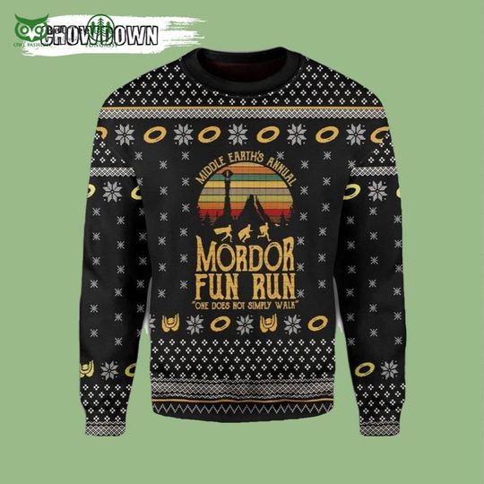 Middle Earth's Annual Fun Run Lord of the Rings Christmas Ugly Sweater, Movie Ugly Sweater - Image 2